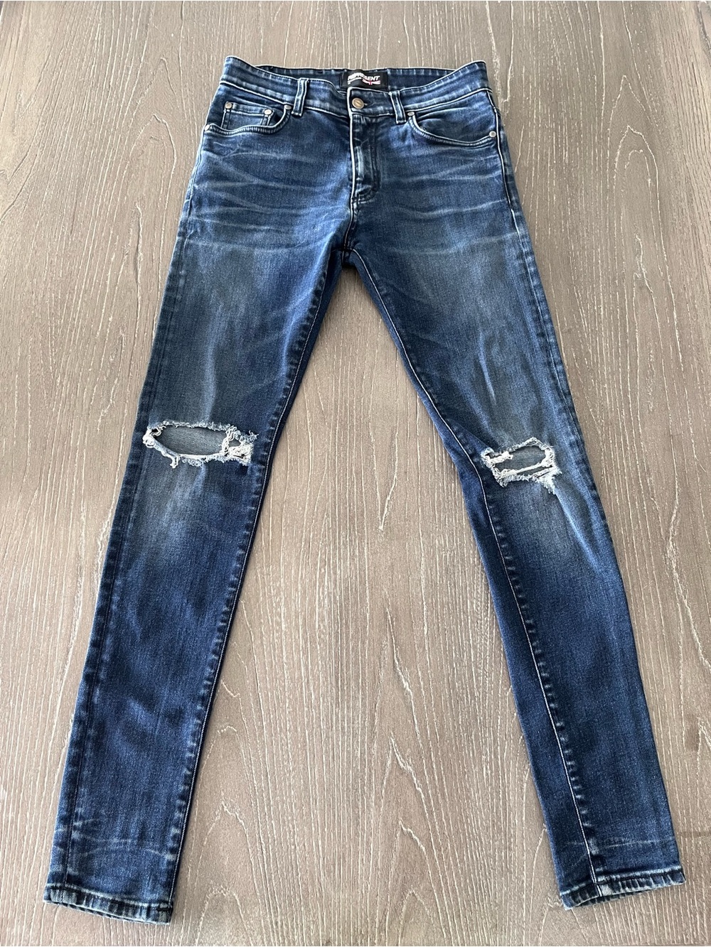 Men's Distressed Skinny Jeans - Dark Blue